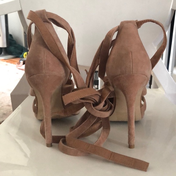 Blush pink also suede ankle wrap heel - Picture 3 of 4